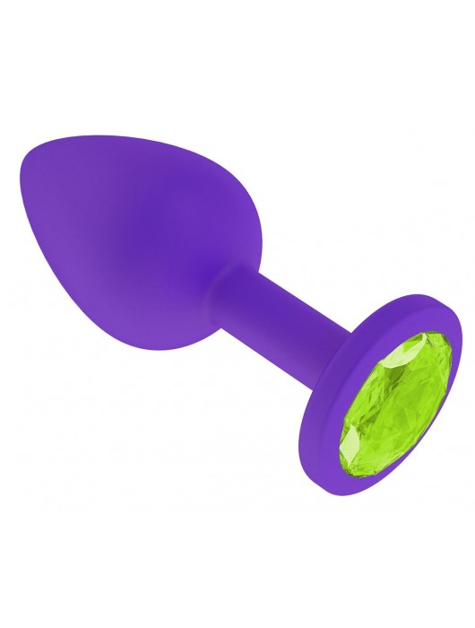 Фиолетовая силиконовая пробка с лаймовым кристаллом - 7,3 см. - Джага-Джага - купить с доставкой в Великом Новгороде