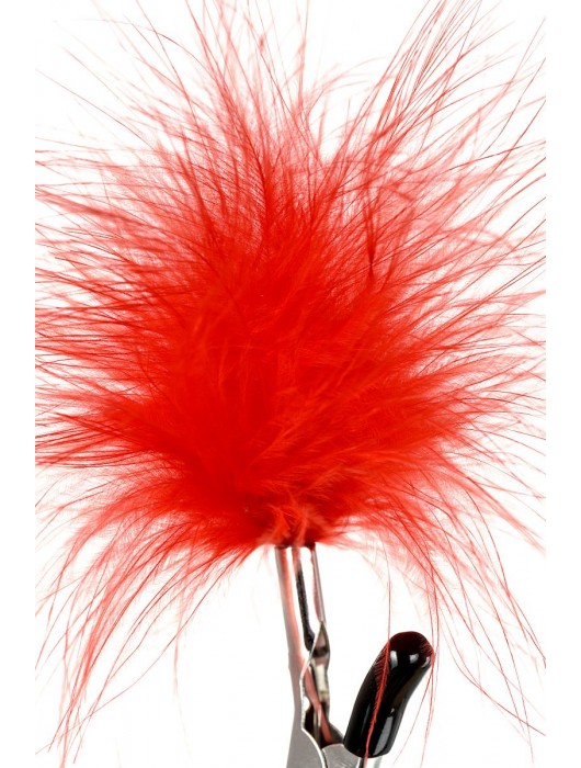 Зажимы для сосков с красным пухом Theatre - ToyFa - купить с доставкой в Великом Новгороде