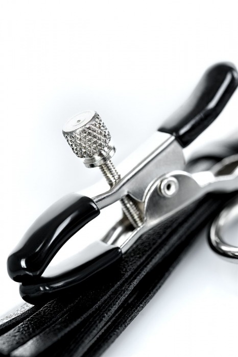 Черно-серебристые зажимы для сосков Theatre с кисточками - ToyFa - купить с доставкой в Великом Новгороде