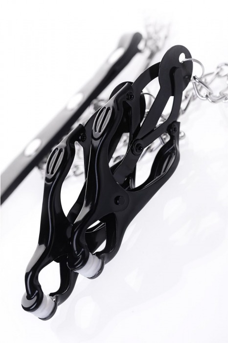 Черно-серебристые зажимы для сосков с кольцом для пениса TOYFA Metal - ToyFa - купить с доставкой в Великом Новгороде