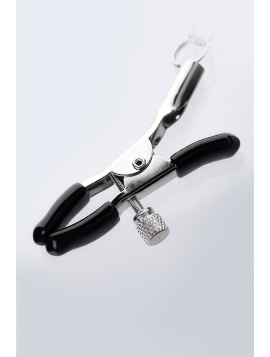 Серебристо-чёрные зажимы для сосков с кольцом для пениса TOYFA Metal - ToyFa - купить с доставкой в Великом Новгороде